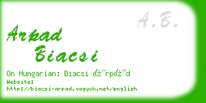 arpad biacsi business card